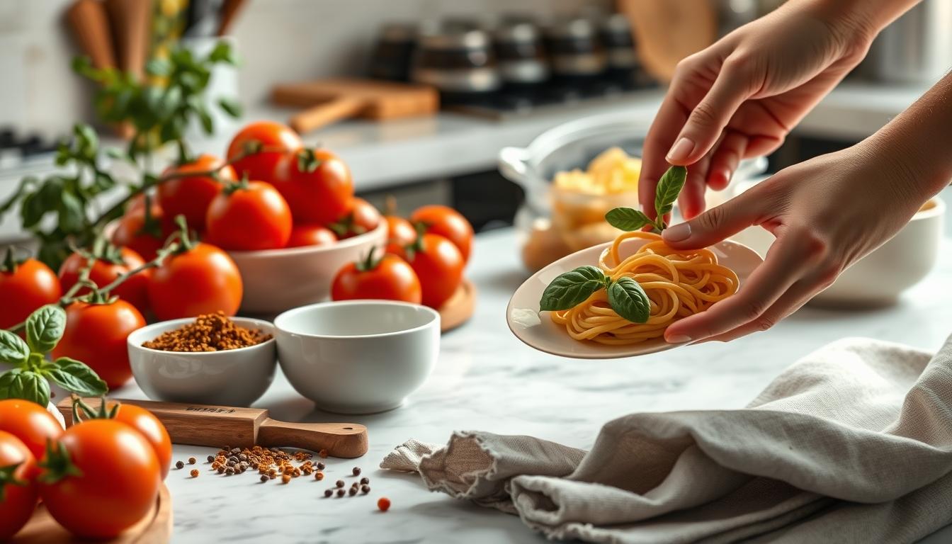 Quick weeknight dinner prepared in a home kitchen